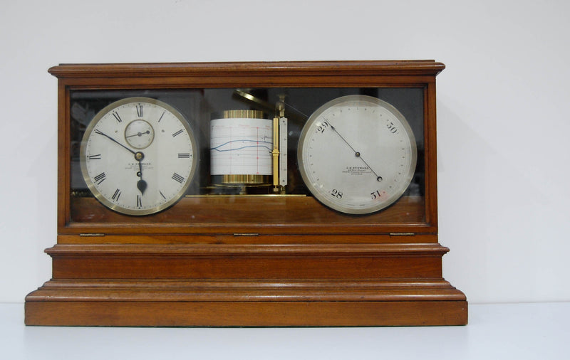 Late Victorian Self Recording Aneroid Barometer or Weather Station by JH Steward London