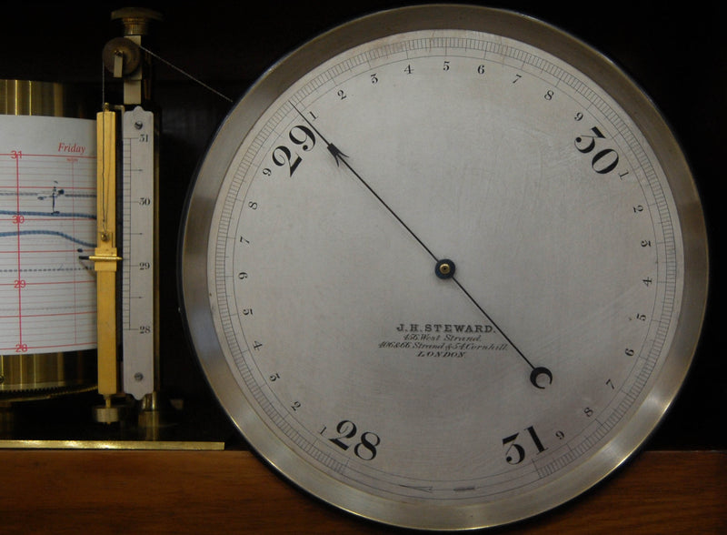 Late Victorian Self Recording Aneroid Barometer or Weather Station by JH Steward London