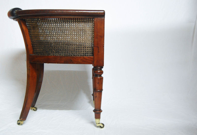 Regency Mahogany Caned Library Tub Chair or Desk Chair by Miles & Edwards