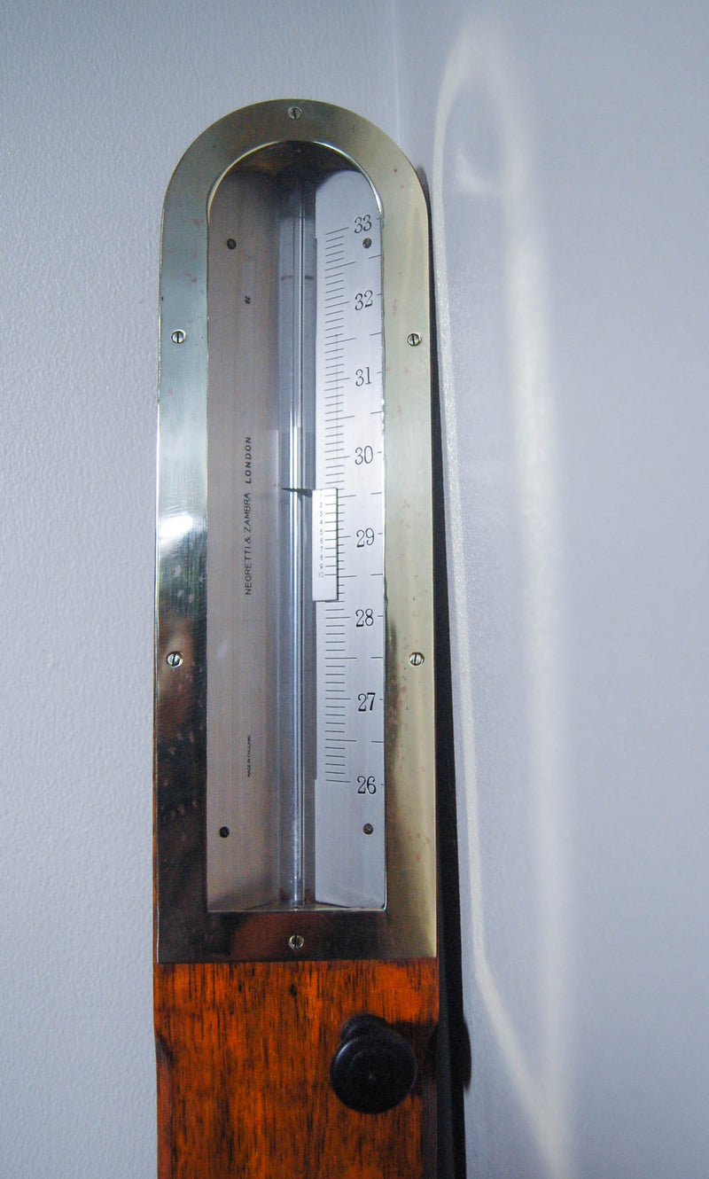 Late Victorian Oak Miner's or Pit Head Stick Barometer by Negretti & Zambra