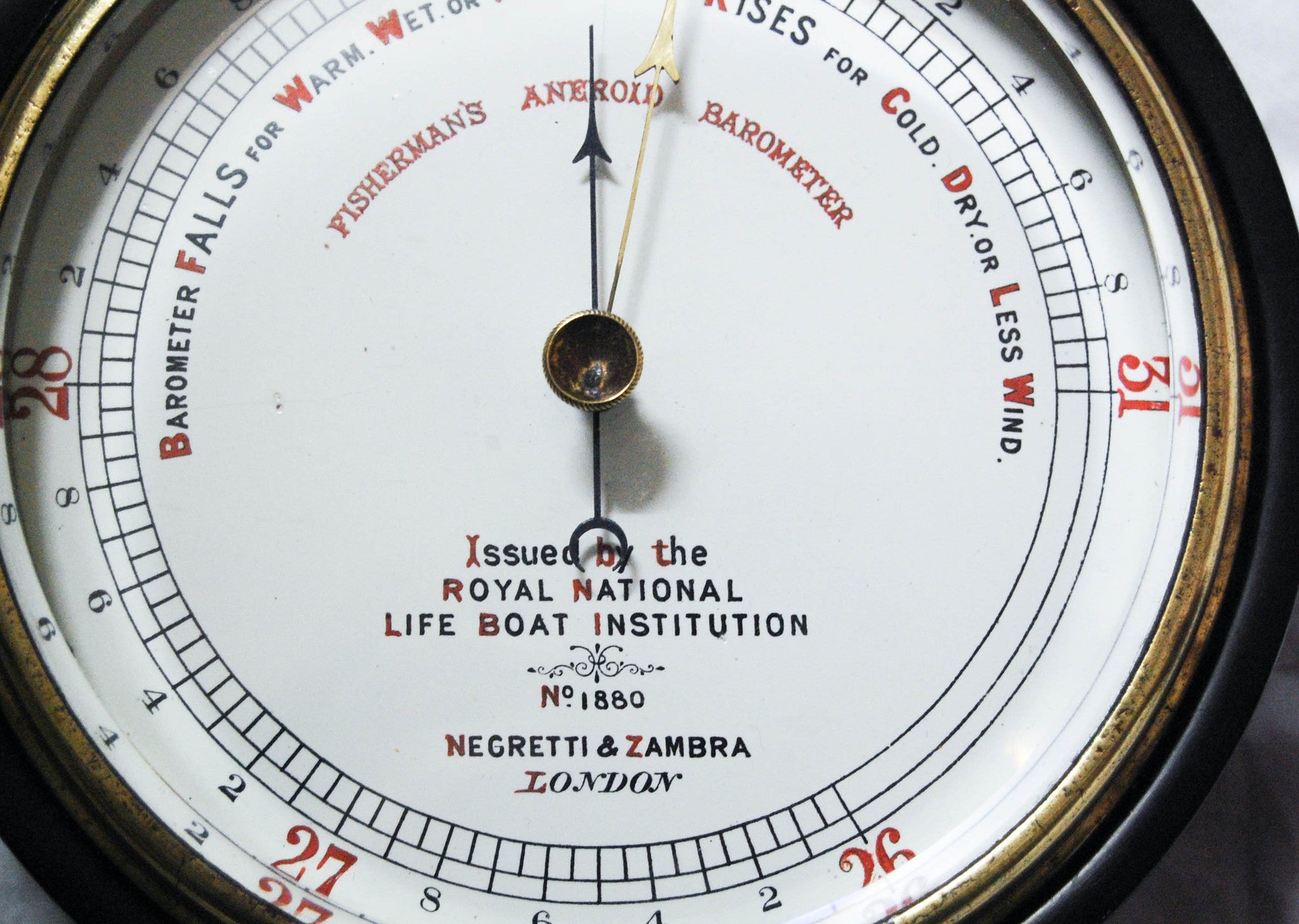 Late Victorian RNLI Fisherman's Aneroid Barometer by Negretti & Zambra ...
