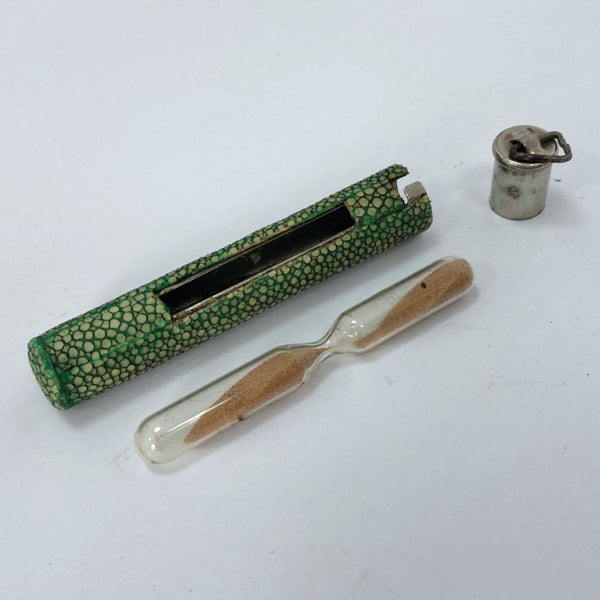 Late Victorian pocket sand timer with shagreen case