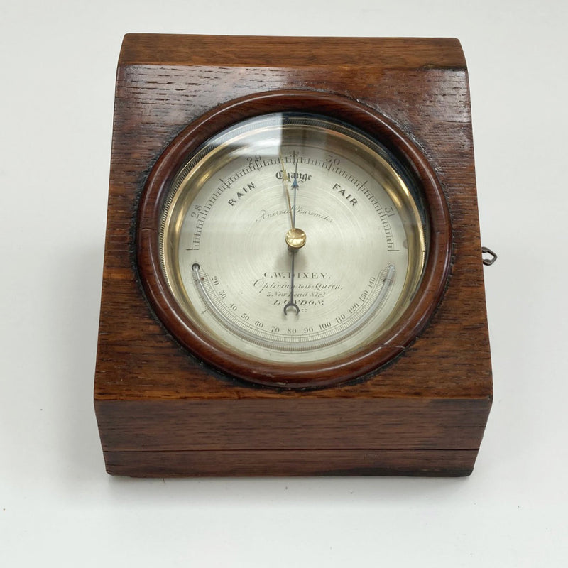 Early Victorian Oak Cased Desk Barometer by CW Dixey London