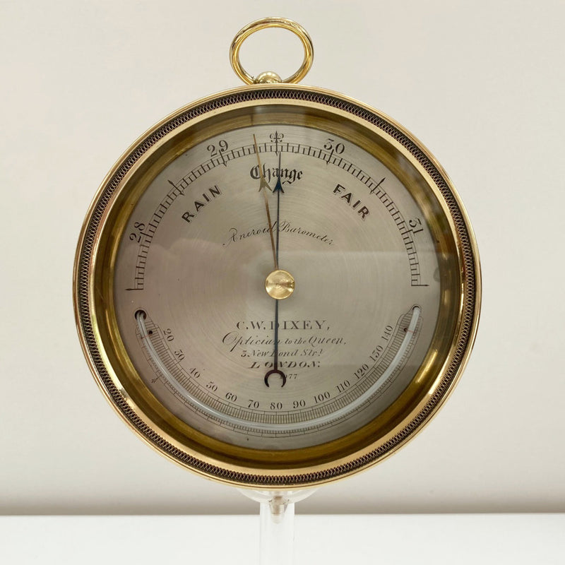 Early Victorian Oak Cased Desk Barometer by CW Dixey London