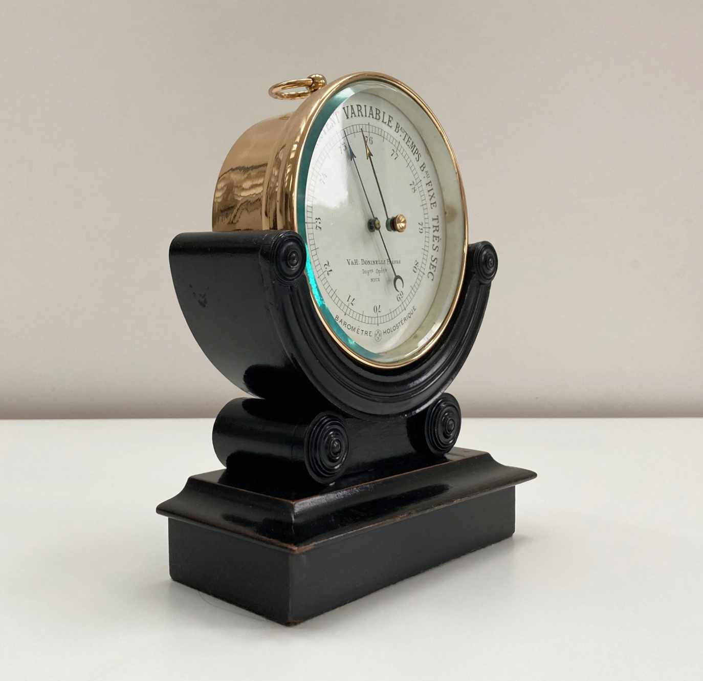 Late Victorian French Aneroid Desk Barometer on Stand by Naudet for V&H ...