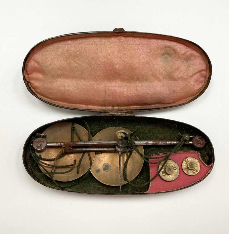 Early Nineteenth Century Pocket Scale Set in Toleware Case - Jason Clarke Antiques