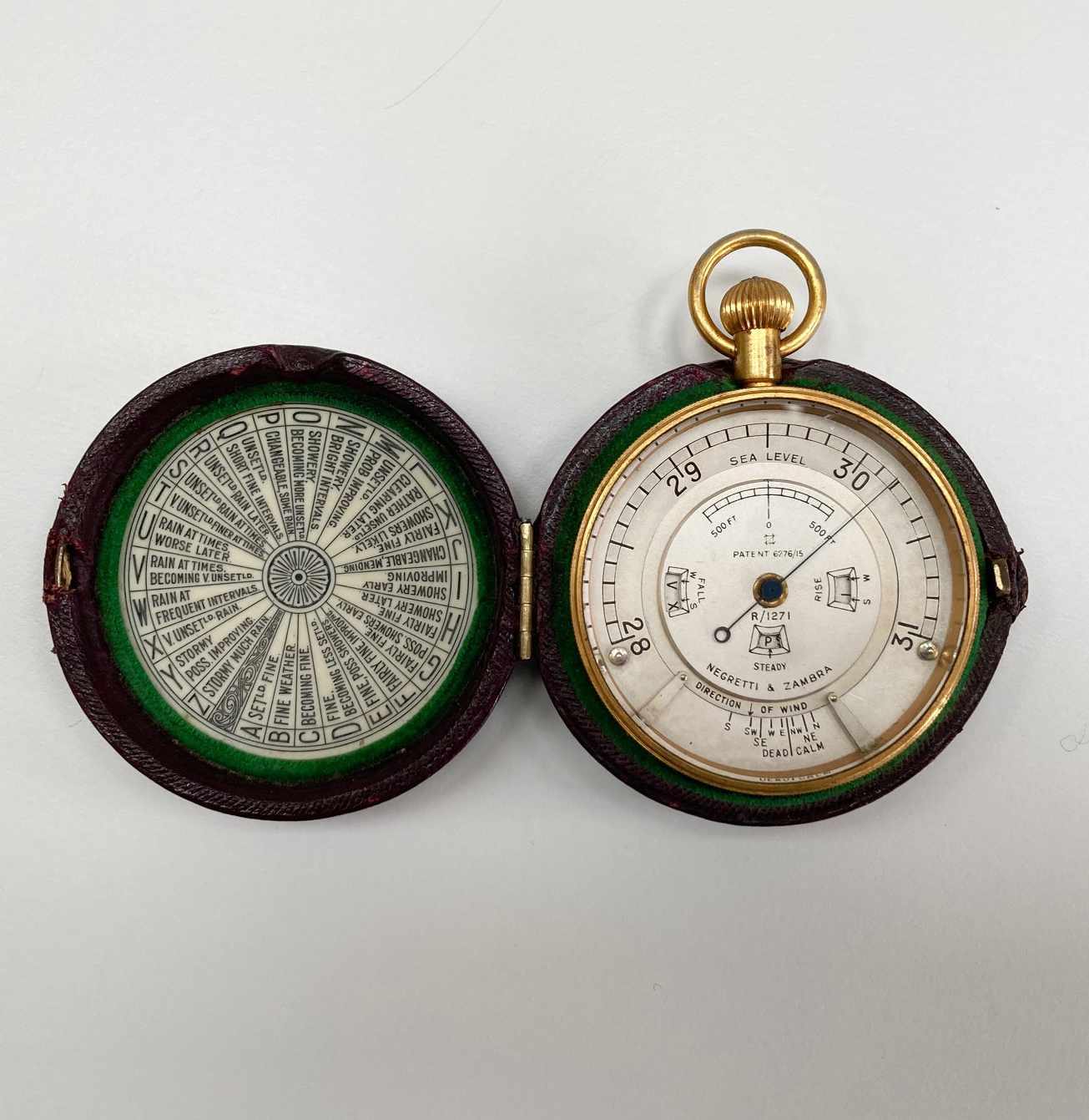 Pocket Weather Forecasting Aneroid Barometer by Negretti & Zambra ...