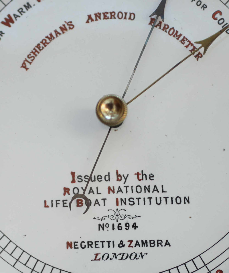 Victorian RNLI Fishermans Aneroid Barometer by Negretti & Zambra London - No 1694