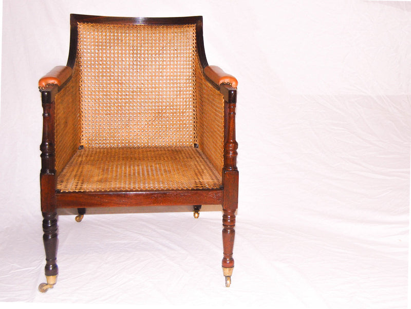Regency Caned Mahogany Bergere Library Chair