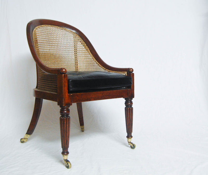 Regency Period Beechwood Bergere Library Tub Chair Attributed to Gillows of Lancaster