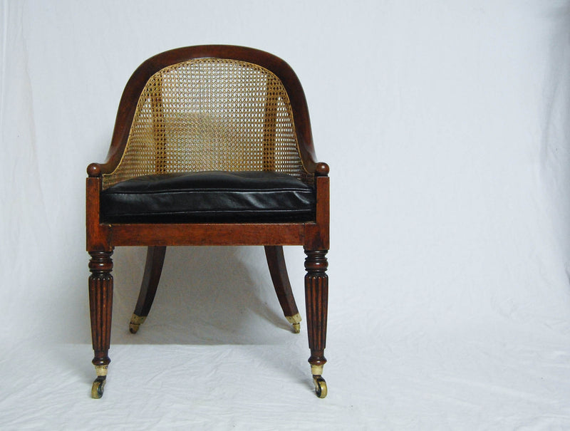 Regency Period Beechwood Bergere Library Tub Chair Attributed to Gillows of Lancaster