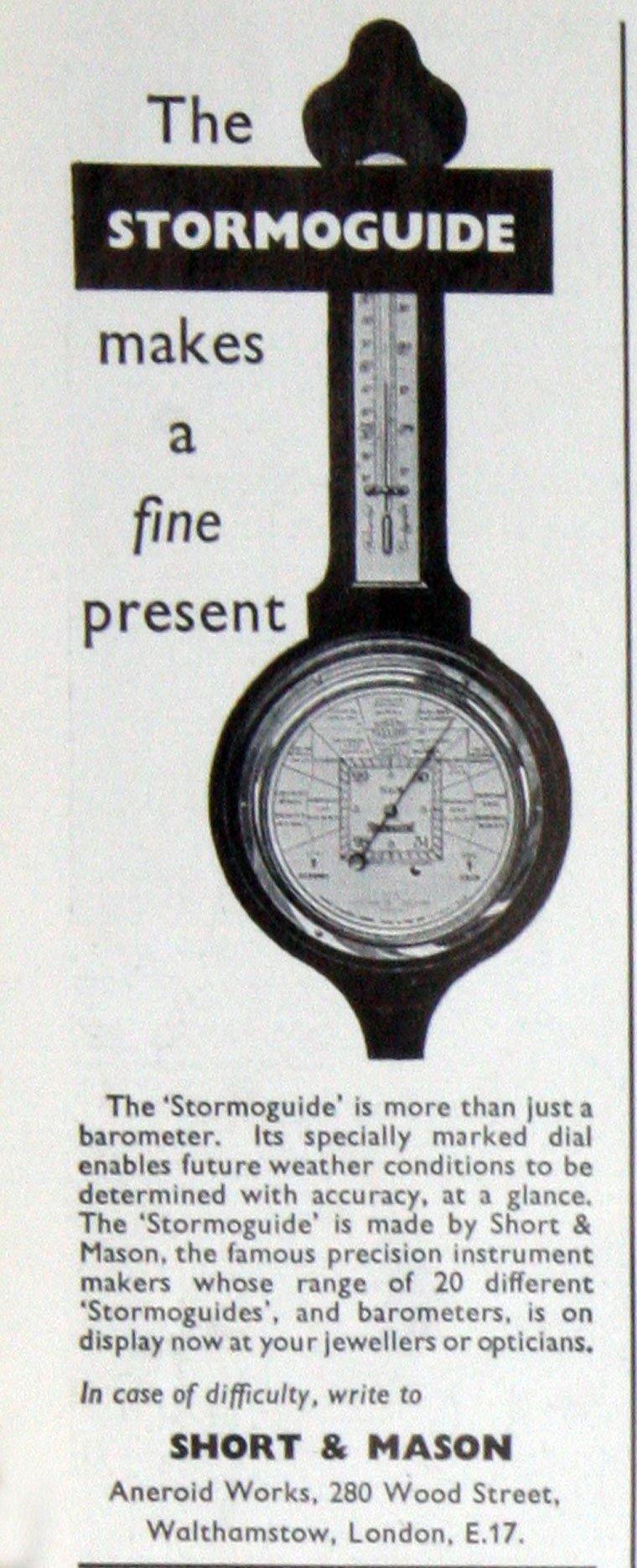 Art Deco Period Shop Display Aneroid 'Stormoguide' Barometer by Short & Mason London - Jason Clarke Antiques