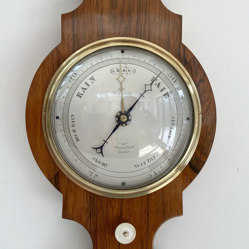William IV Six Inch Dial Rosewood Wheel Barometer by Francis Amadio London