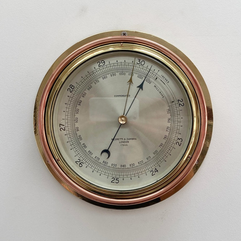 Barometer World Early Twentieth Century Submarine Pattern Aneroid Barometer by Negretti ...