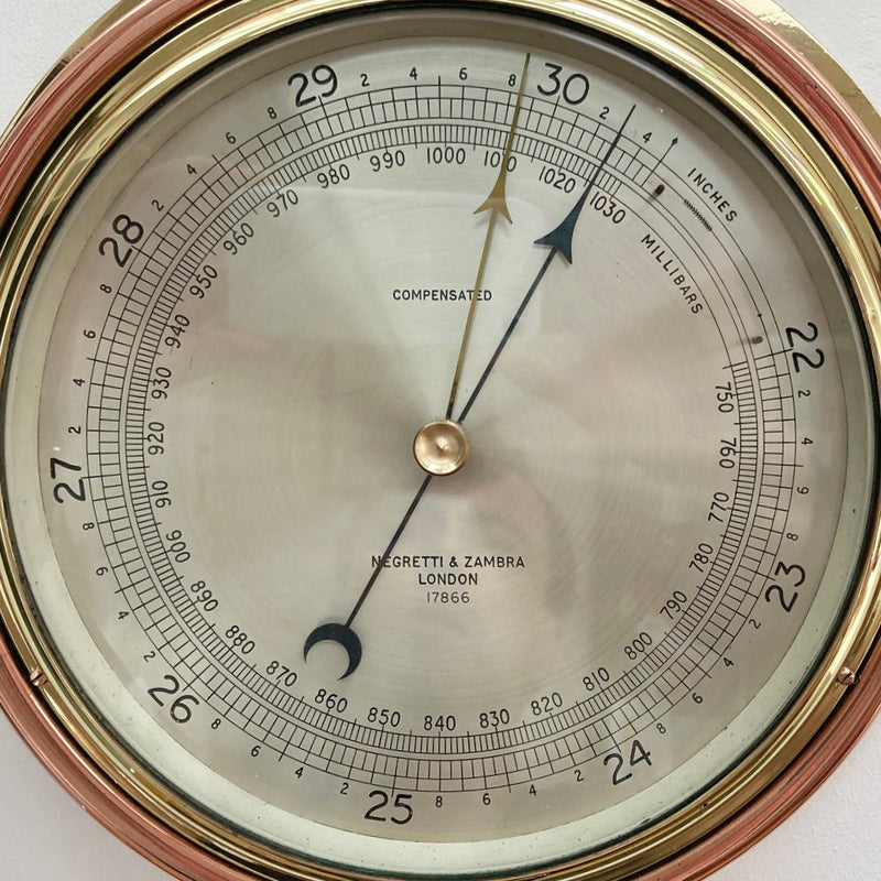Barometer World Early Twentieth Century Submarine Pattern Aneroid Barometer by Negretti ...