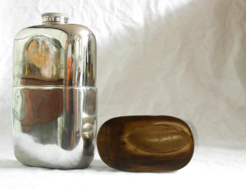 Very Large Twentieth Century Nickel Plated Hip Flask by Swaine & Adeney Ltd. London