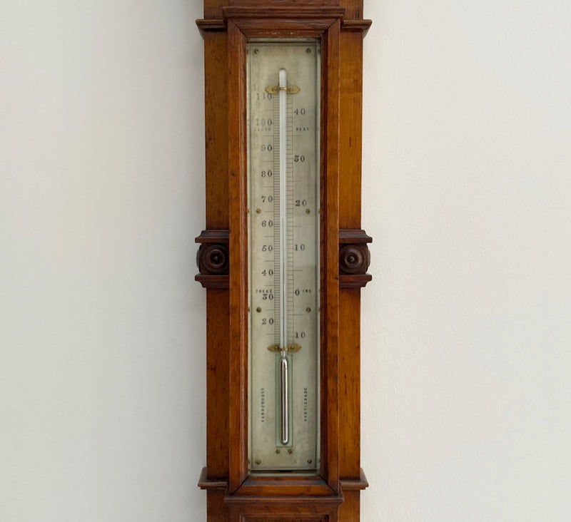 Victorian Golden Oak Stick Barometer by Alfred Apps 433 The Strand London