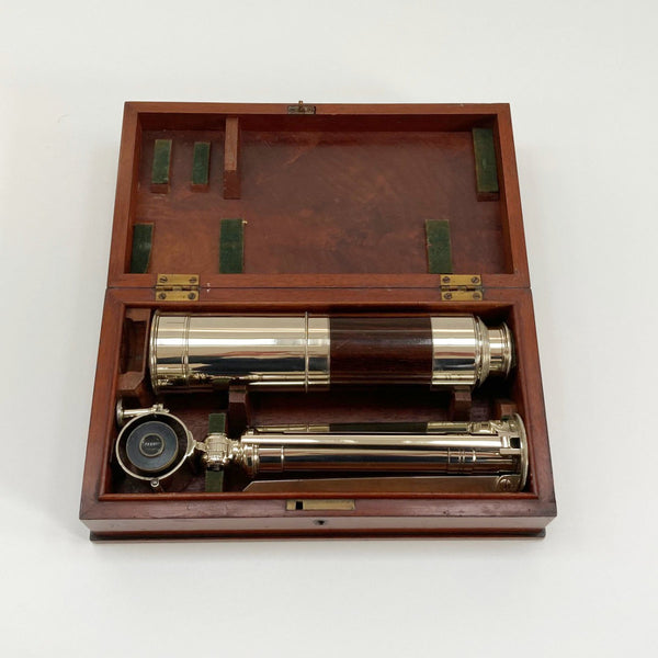 A Cased Early Victorian Nickel Plated & Rosewood Telescope on Stand by Carpenter & Westley London
