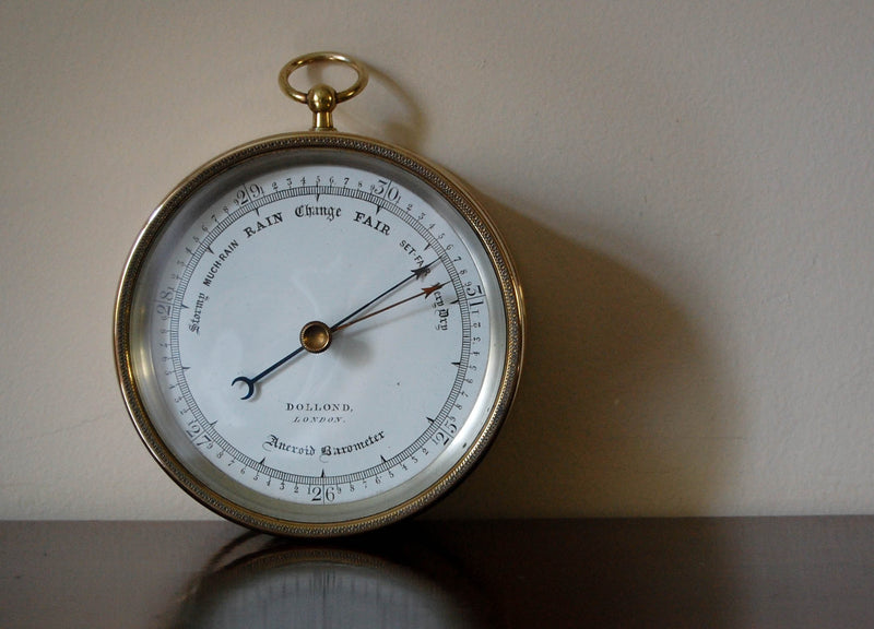 Mid Victorian Brass Cased Aneroid Barometer by Dollond of London