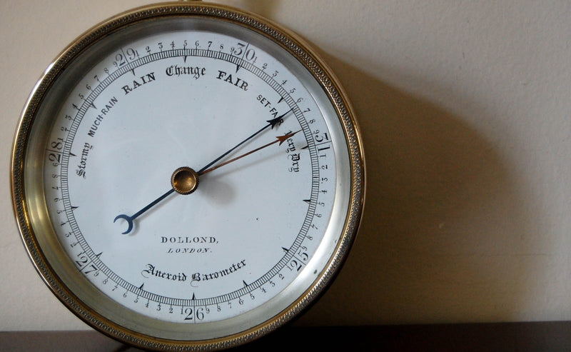 Mid Victorian Brass Cased Aneroid Barometer by Dollond of London