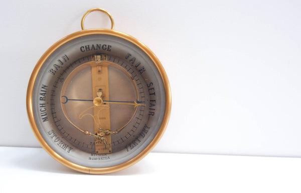 Victorian Bourdon Barometer by Jules Richard with Painted Glass Dial