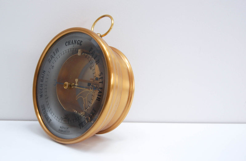 Victorian Bourdon Barometer by Jules Richard with Painted Glass Dial