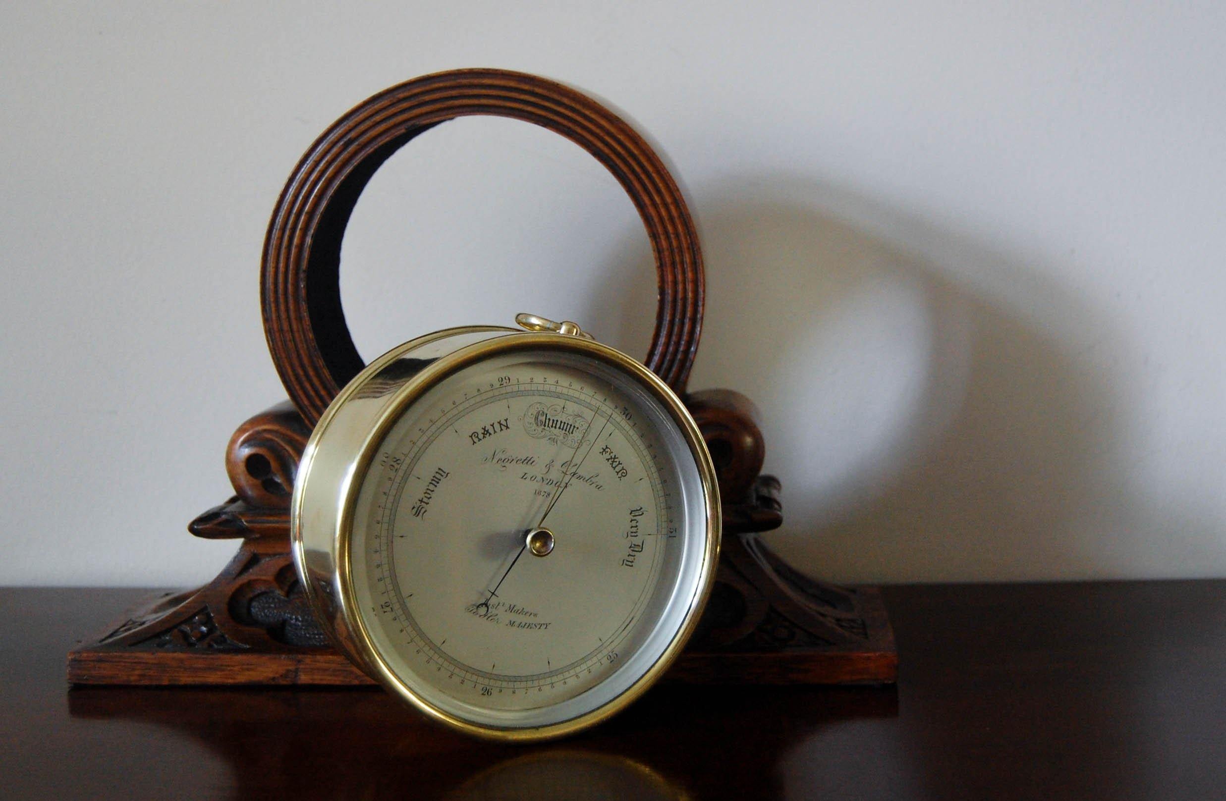 Early Victorian Brass Cased Desk Aneroid Barometer by Negretti & Zambra ...