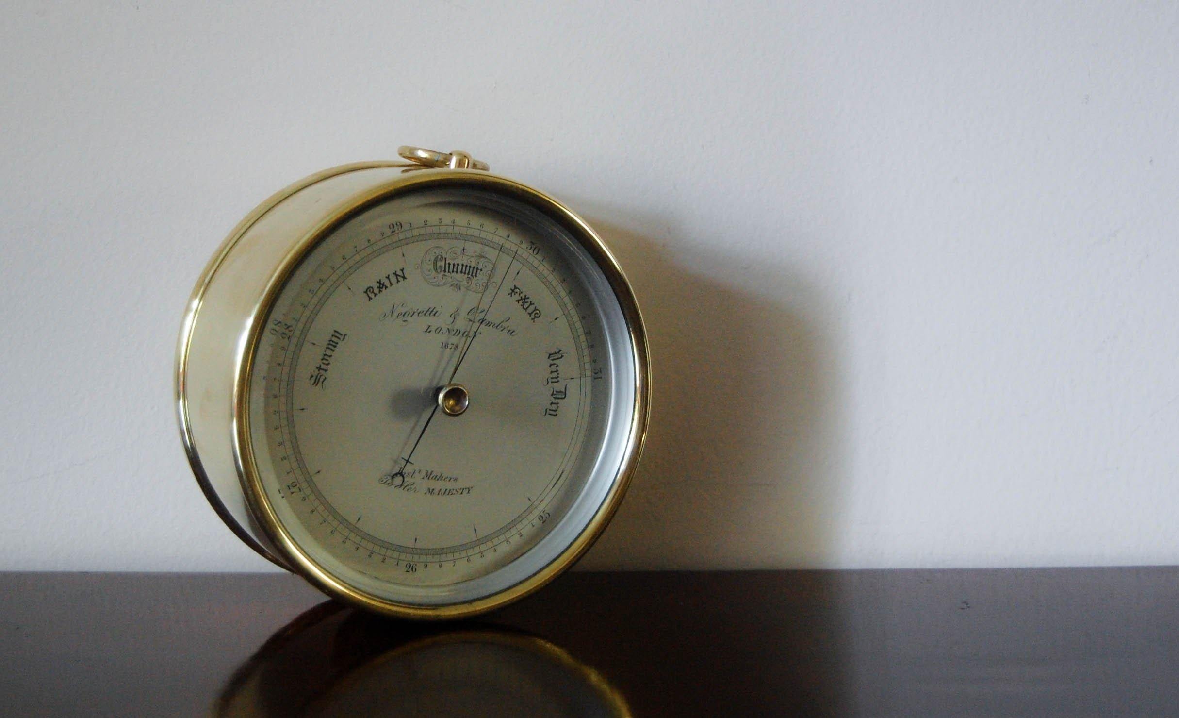 Barometer World Early Victorian Brass Cased Desk Aneroid Barometer by Negretti & Zambra ...