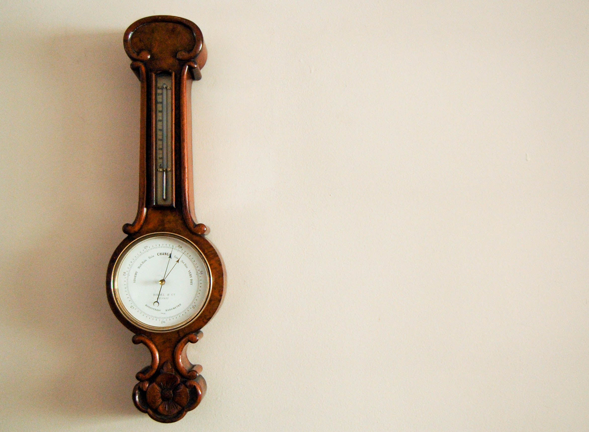 Victorian Walnut Cased Miniature Wheel Barometer by Riddel & Co Belfast ...