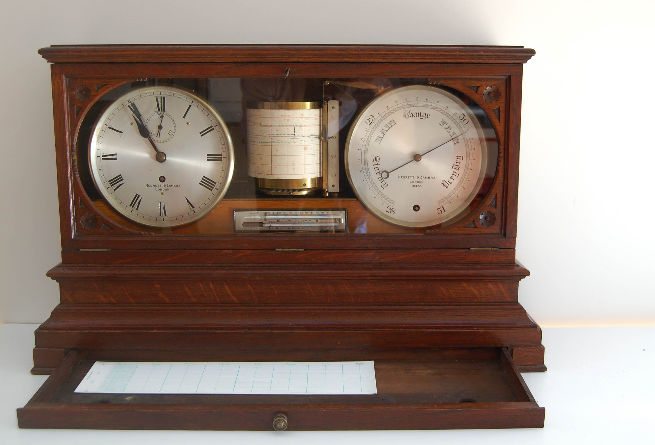 Barometer World Mid-Victorian Weather Station or Self Recording Aneroid Barometer by ...