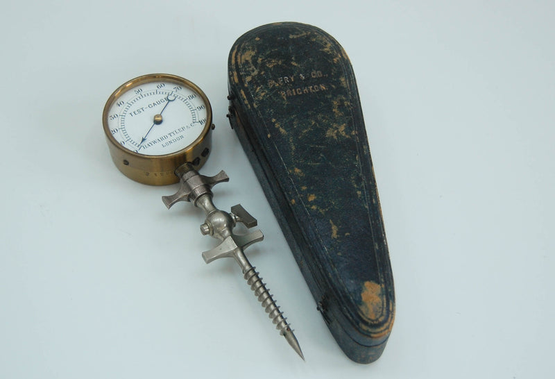 Late Victorian Cased Champagne or Soda Water Test Gauge by Hayward Tyler & Co London