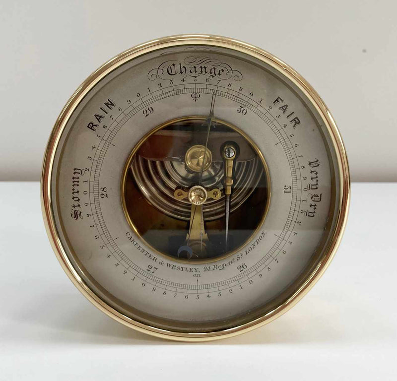 Victorian Desktop Aneroid Barometer by Carpenter & Westley Engraved to The Reverend Henry Walford