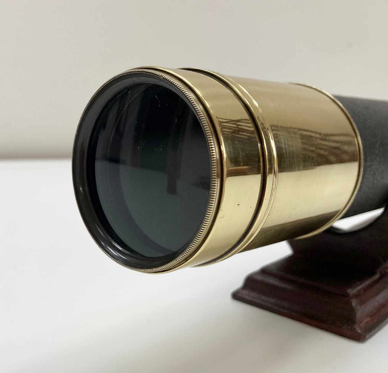 Mid Victorian Three Draw Telescope with Leather Case by Ross of London