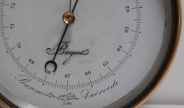 Mid-Victorian French Vidi Type Brass Cased Aneroid Barometer by Breguet Paris