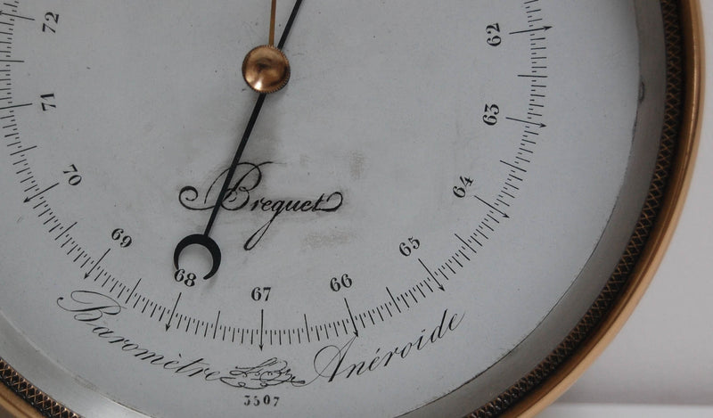 Mid-Victorian French Vidi Type Brass Cased Aneroid Barometer by Breguet Paris