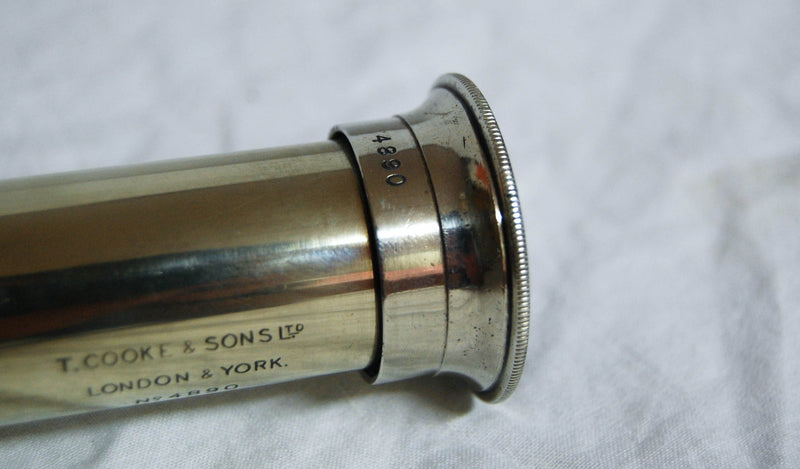 World War I Period Nickel Plated "Officers of the Watch" Naval Telescope by T. Cooke & Sons Ltd