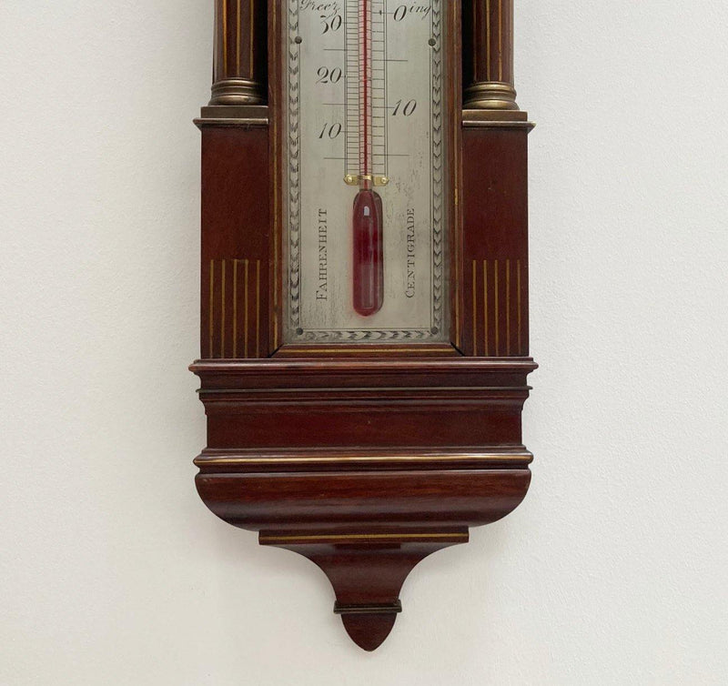 Large Early Victorian Wall Thermometer in Architectural Mahogany Case - Jason Clarke Antiques