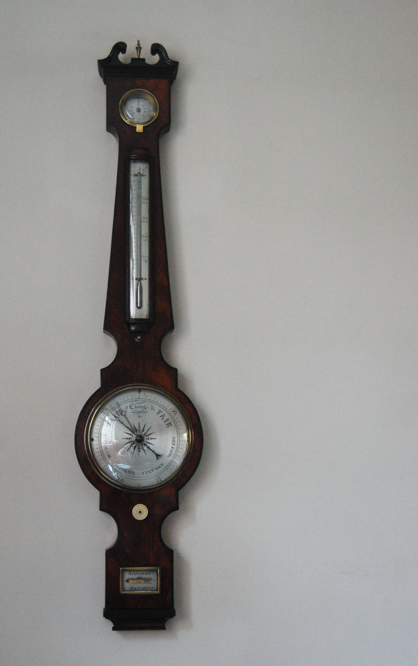 Rare William IV Period 6" Dial Mahogany Wheel Barometer by Silvani & Co Brighton