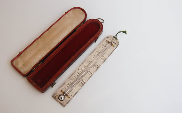 William IV Morocce Leather Cased Travelling Thermometer by Troughton & Simms London