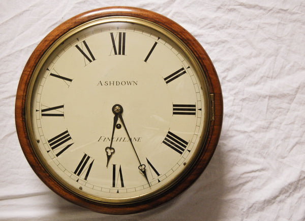 Early Victorian Mahogany Convex Glass Fusee Dial Clock with Eight Day Movement