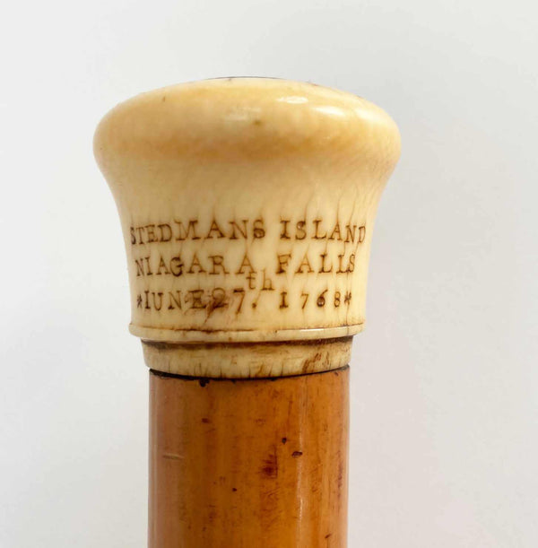 Eighteenth Century Walking Cane engraved to Stedmans Island Niagara Falls 1768 - Jason Clarke Antiques